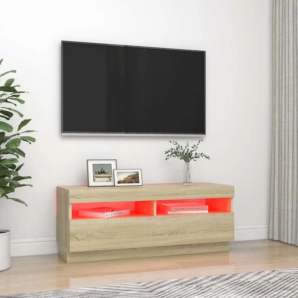 TV Cabinet for Living Room with RGB LED Lights Brown 100 x 35 x 40 cm