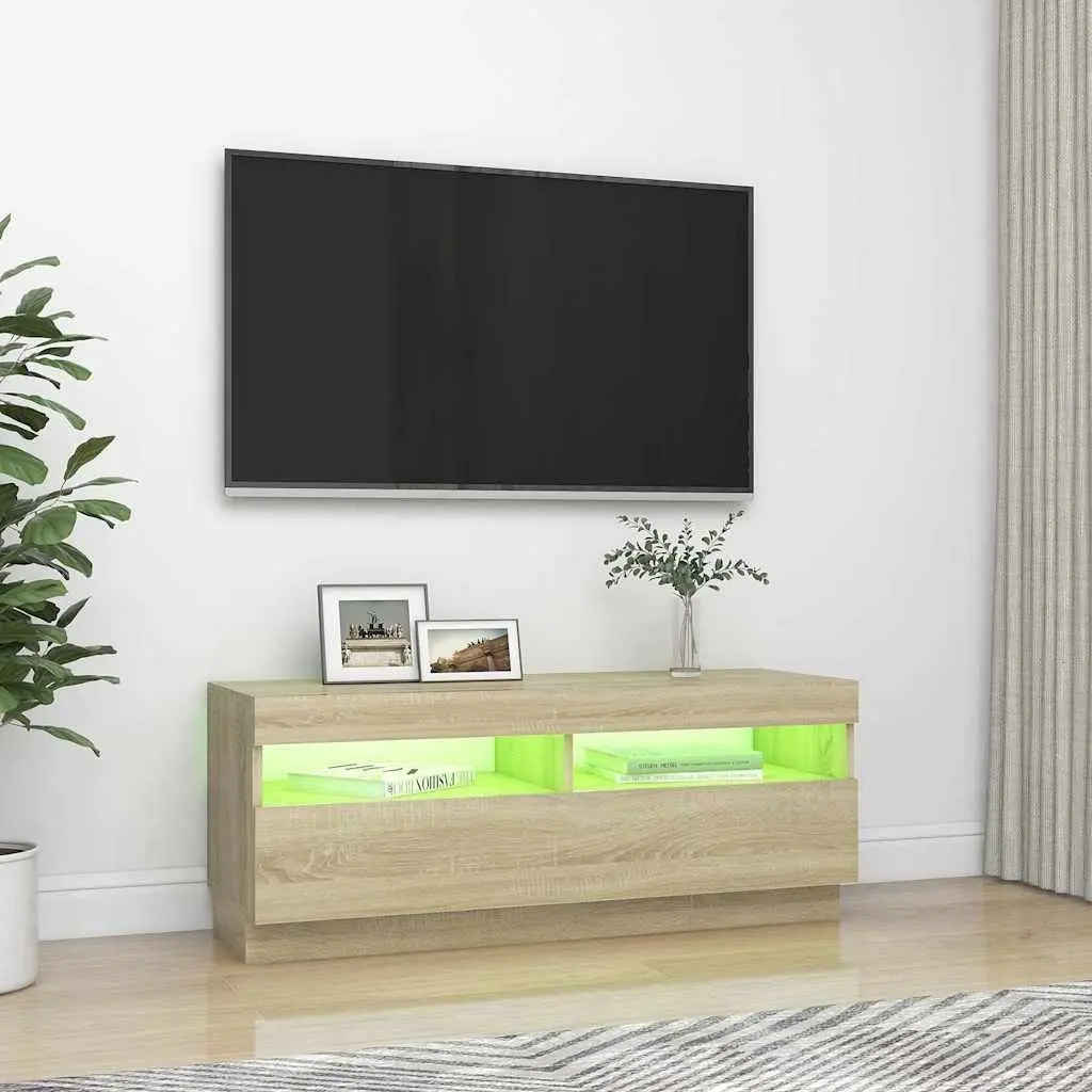 TV Cabinet for Living Room with RGB LED Lights Brown 100 x 35 x 40 cm