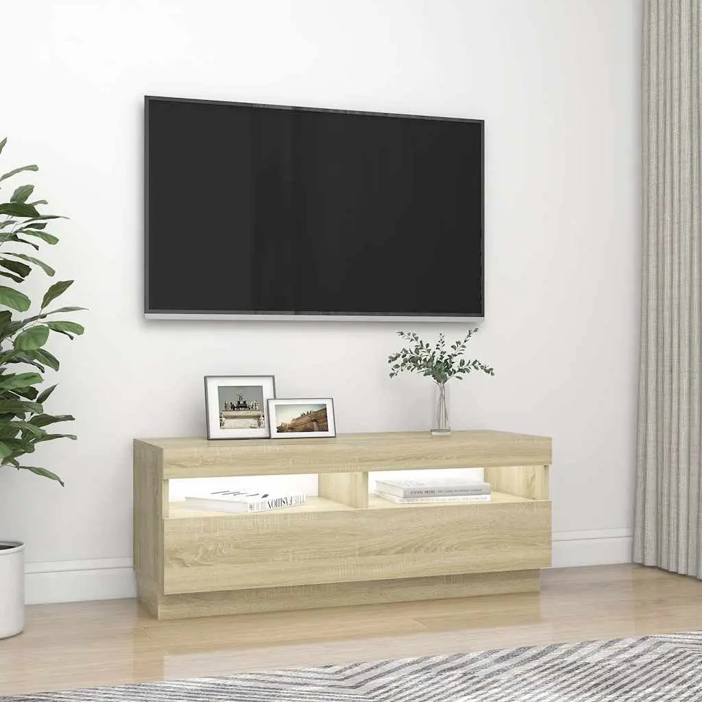 TV Cabinet for Living Room with RGB LED Lights Brown 100 x 35 x 40 cm