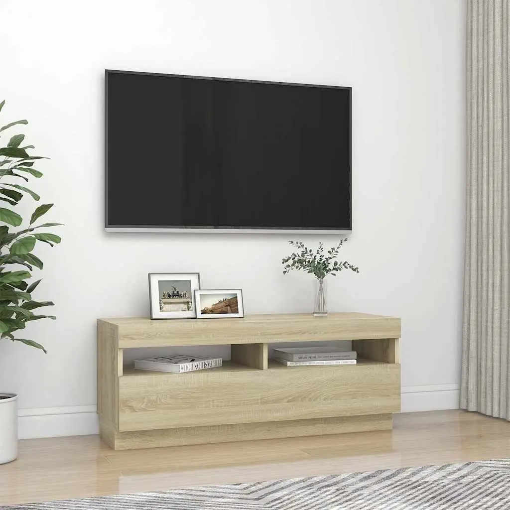 TV Cabinet for Living Room with RGB LED Lights Brown 100 x 35 x 40 cm