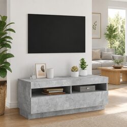 Grey Media Storage Unit with LED Lights, 100 x 35 x 40 cm