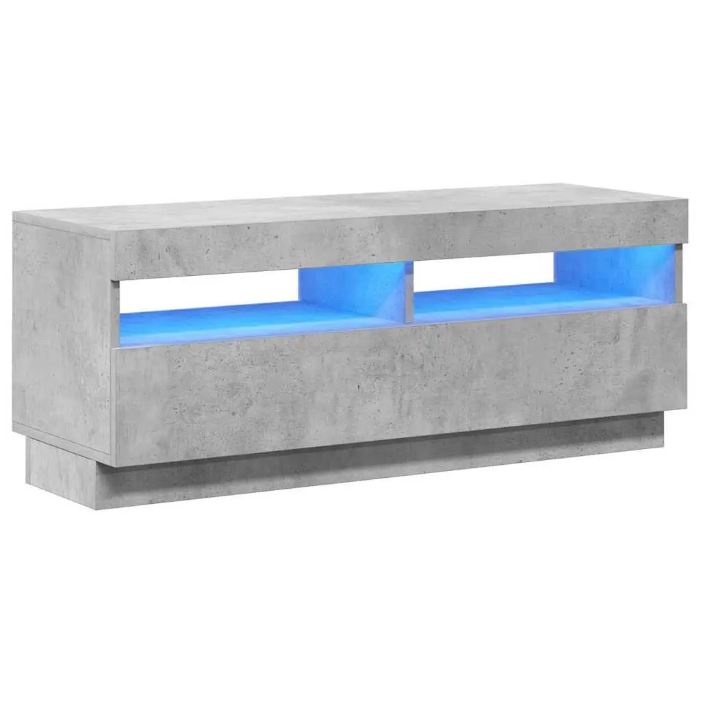 Grey Media Storage Unit with LED Lights, 100 x 35 x 40 cm