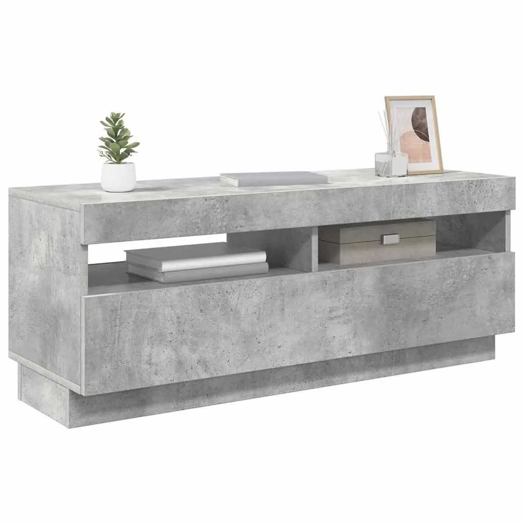 Grey Media Storage Unit with LED Lights, 100 x 35 x 40 cm