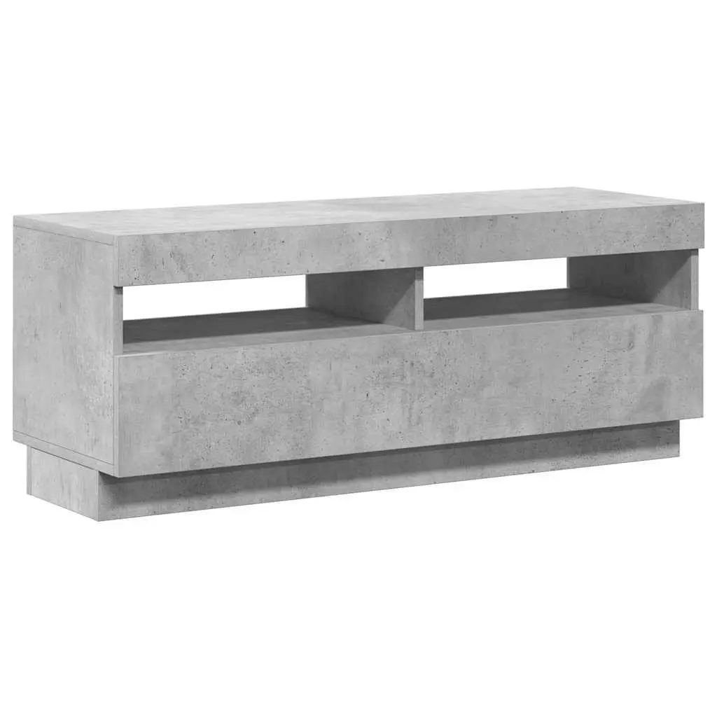 Grey Media Storage Unit with LED Lights, 100 x 35 x 40 cm