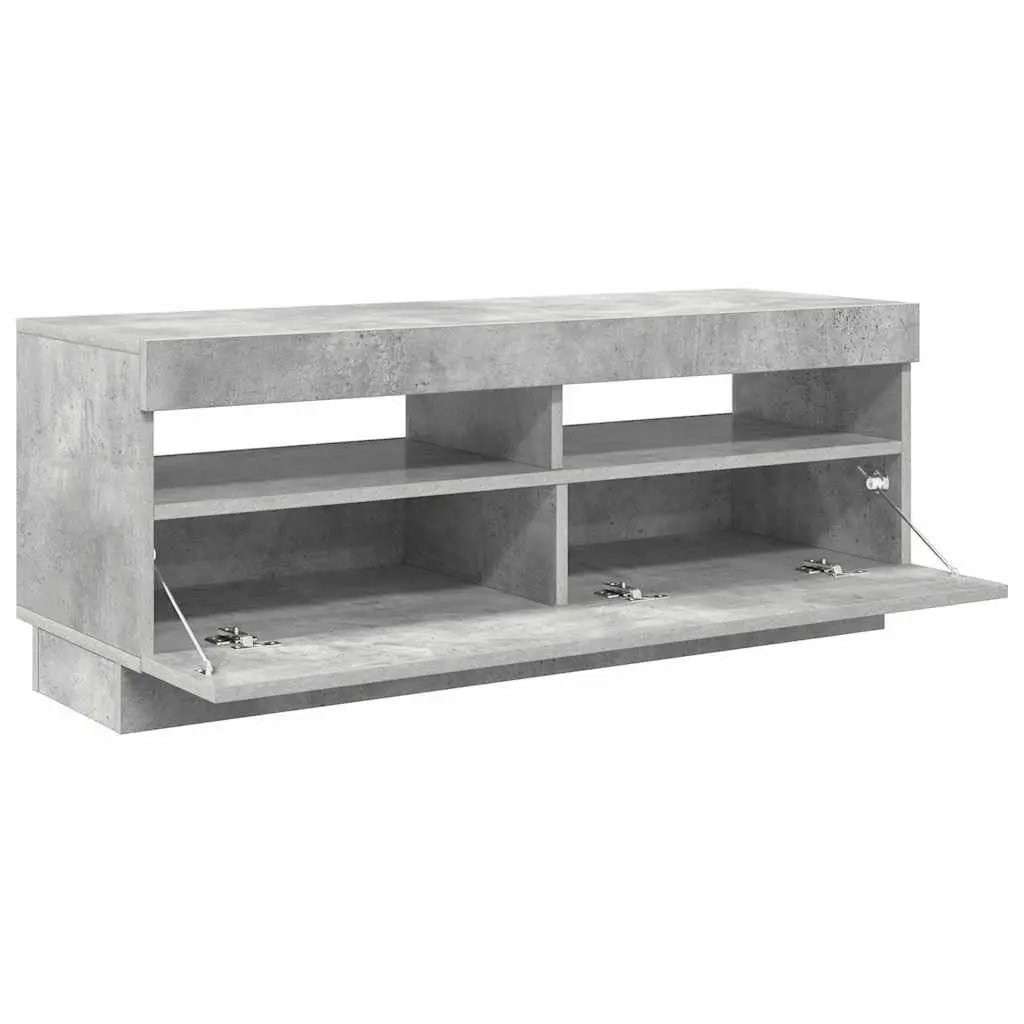 Grey Media Storage Unit with LED Lights, 100 x 35 x 40 cm