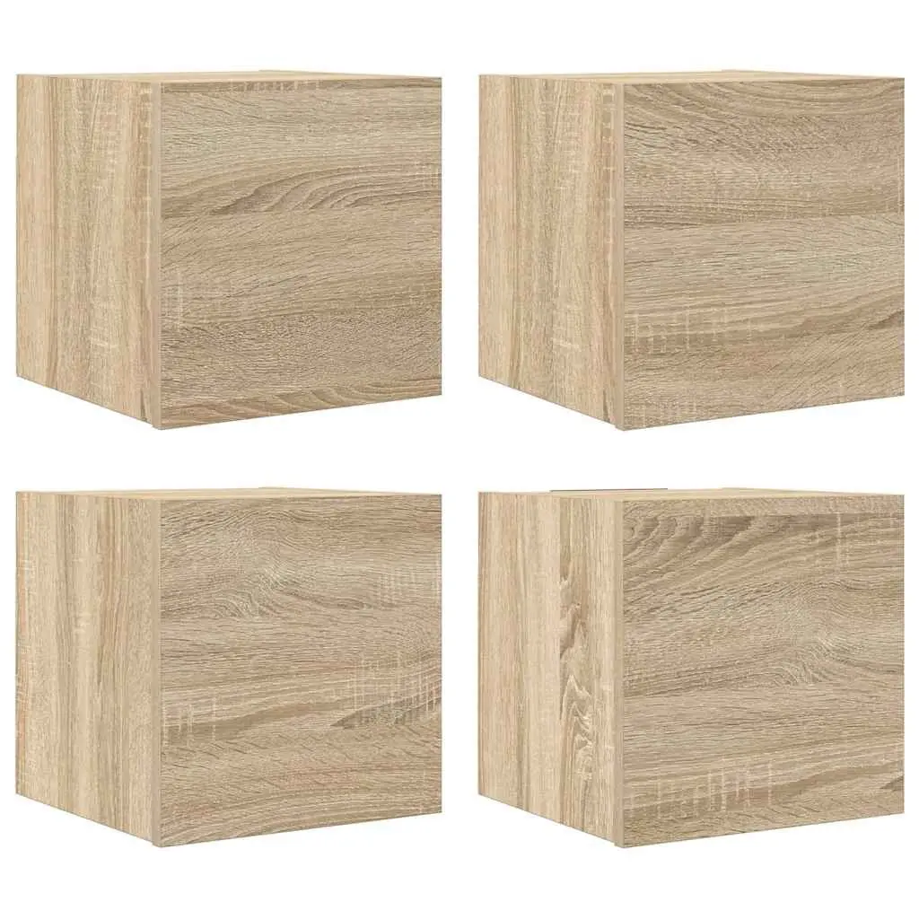Wall Mounted TV Cabinet Storage Unit Set 4 Pieces Sonoma Oak