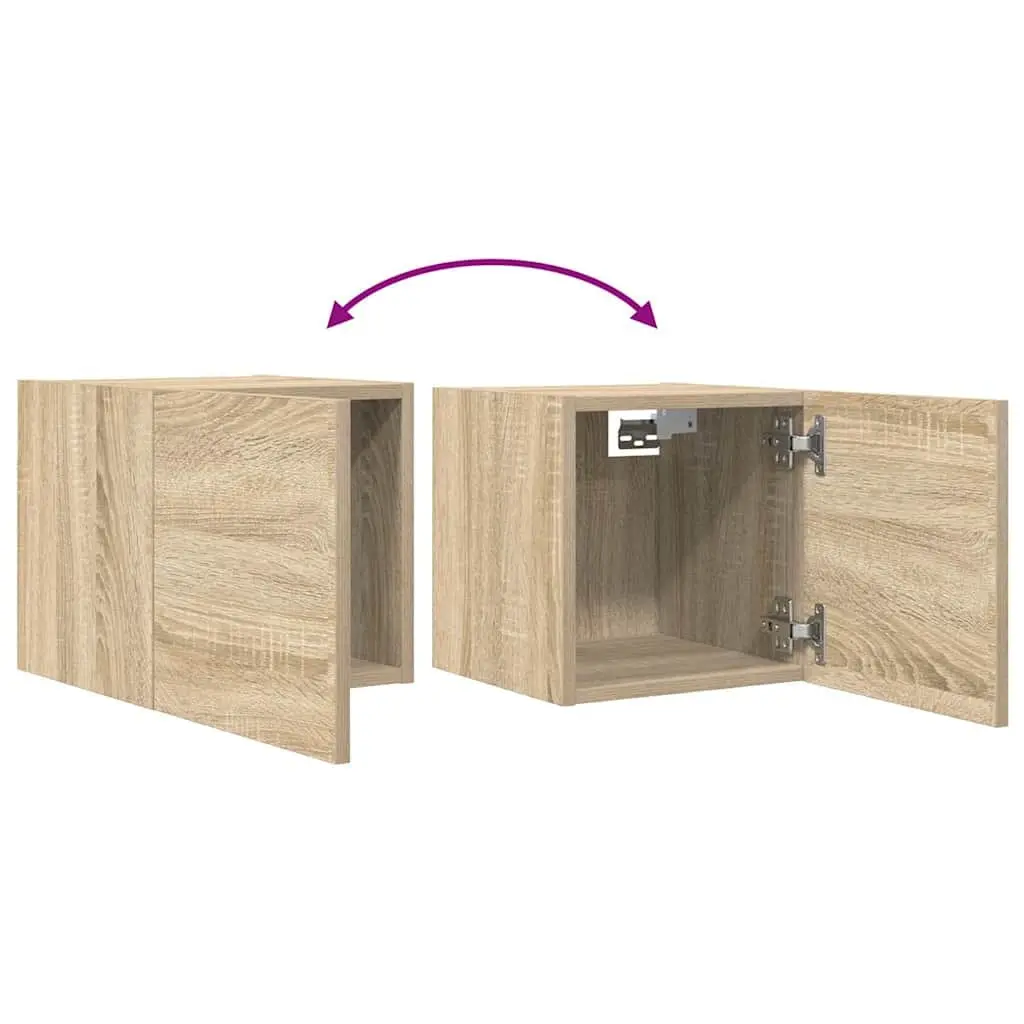 Wall Mounted TV Cabinet Storage Unit Set 4 Pieces Sonoma Oak