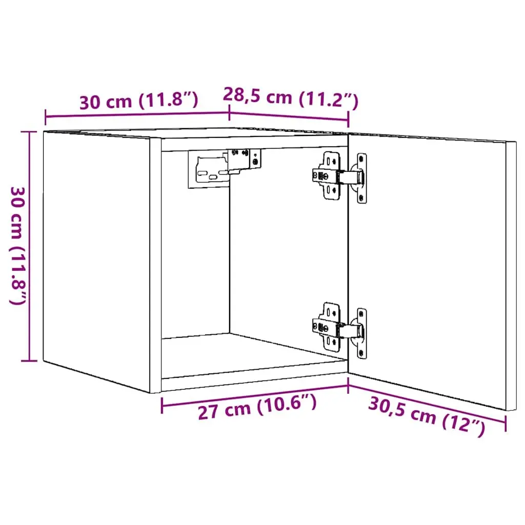 Wall Mounted TV Cabinet Set 4 Pieces Grey Storage Compartment Shelving Unit Living Room Bedroom