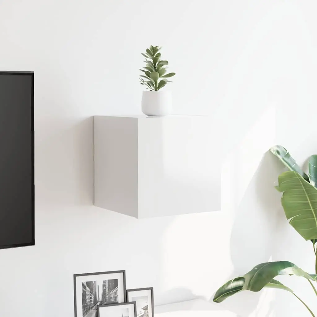 Wall Mounted TV Cabinet for Living Room High Gloss White 30.5 x 30 x 30 cm