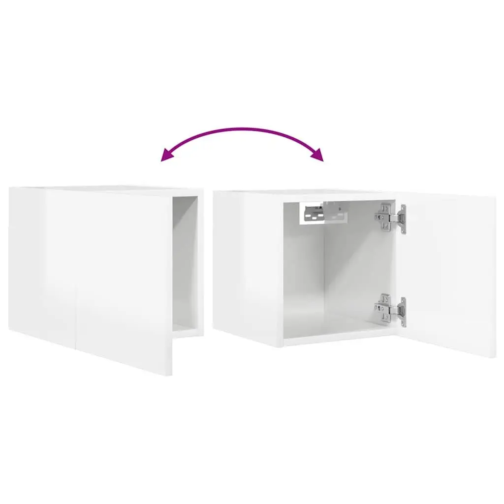 Wall Mounted TV Cabinet for Living Room High Gloss White 30.5 x 30 x 30 cm