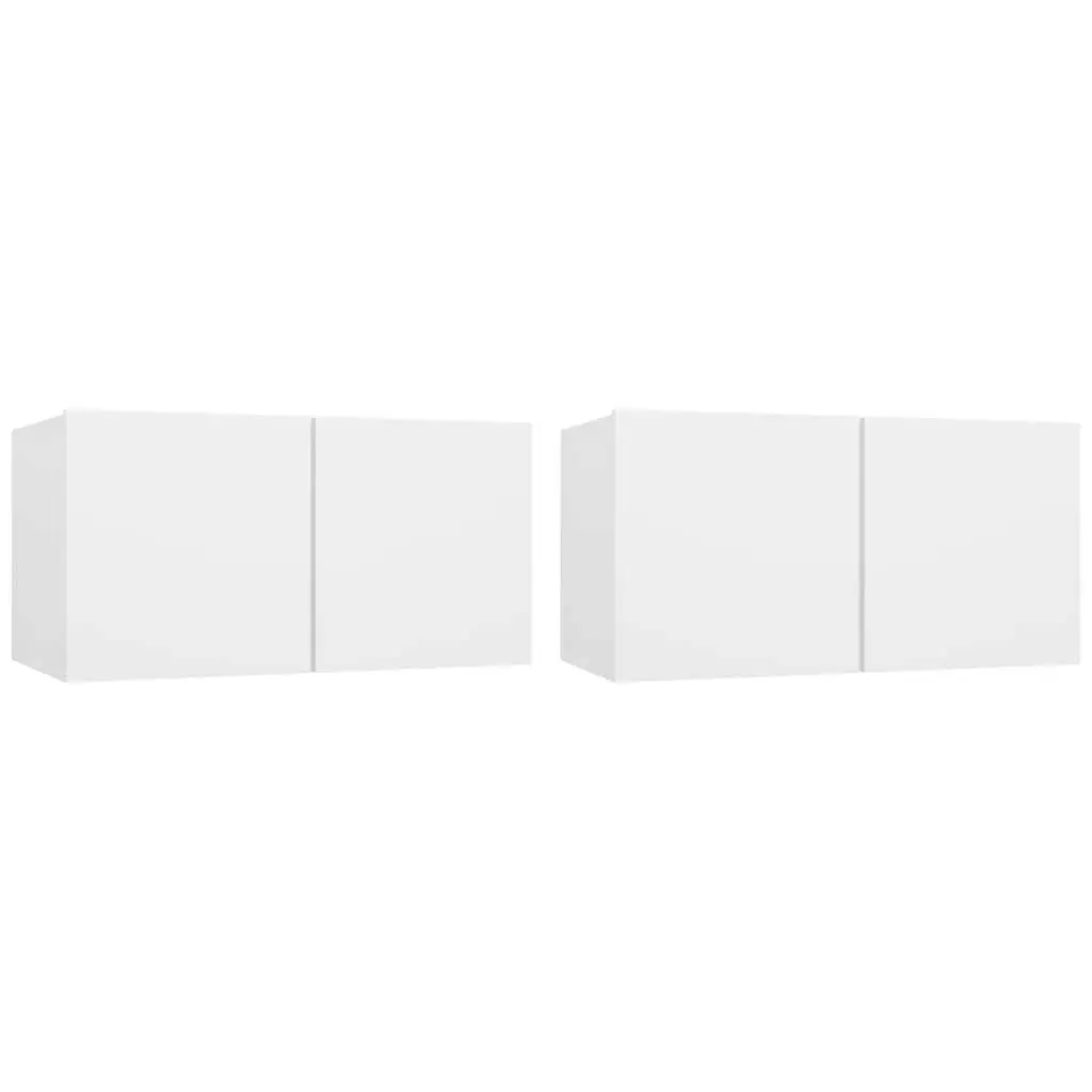 Wall Mounted TV Cabinet Unit for Living Room White Modern 60 x 30 x 30 cm 2 Piece