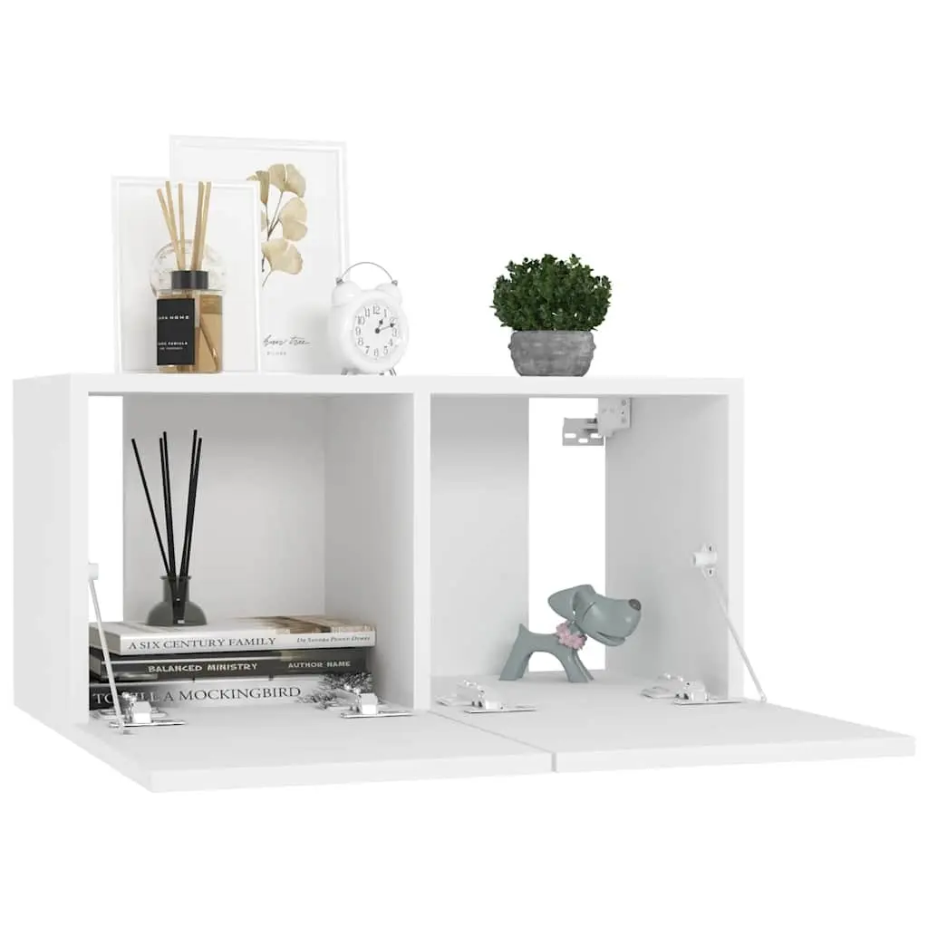Wall Mounted TV Cabinet Unit for Living Room White Modern 60 x 30 x 30 cm 2 Piece