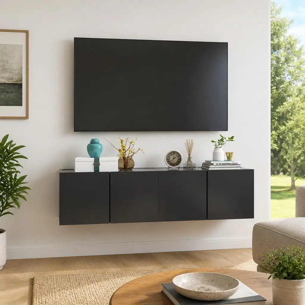 Grey Wall-Mounted TV Cabinet Set 60x30x30cm