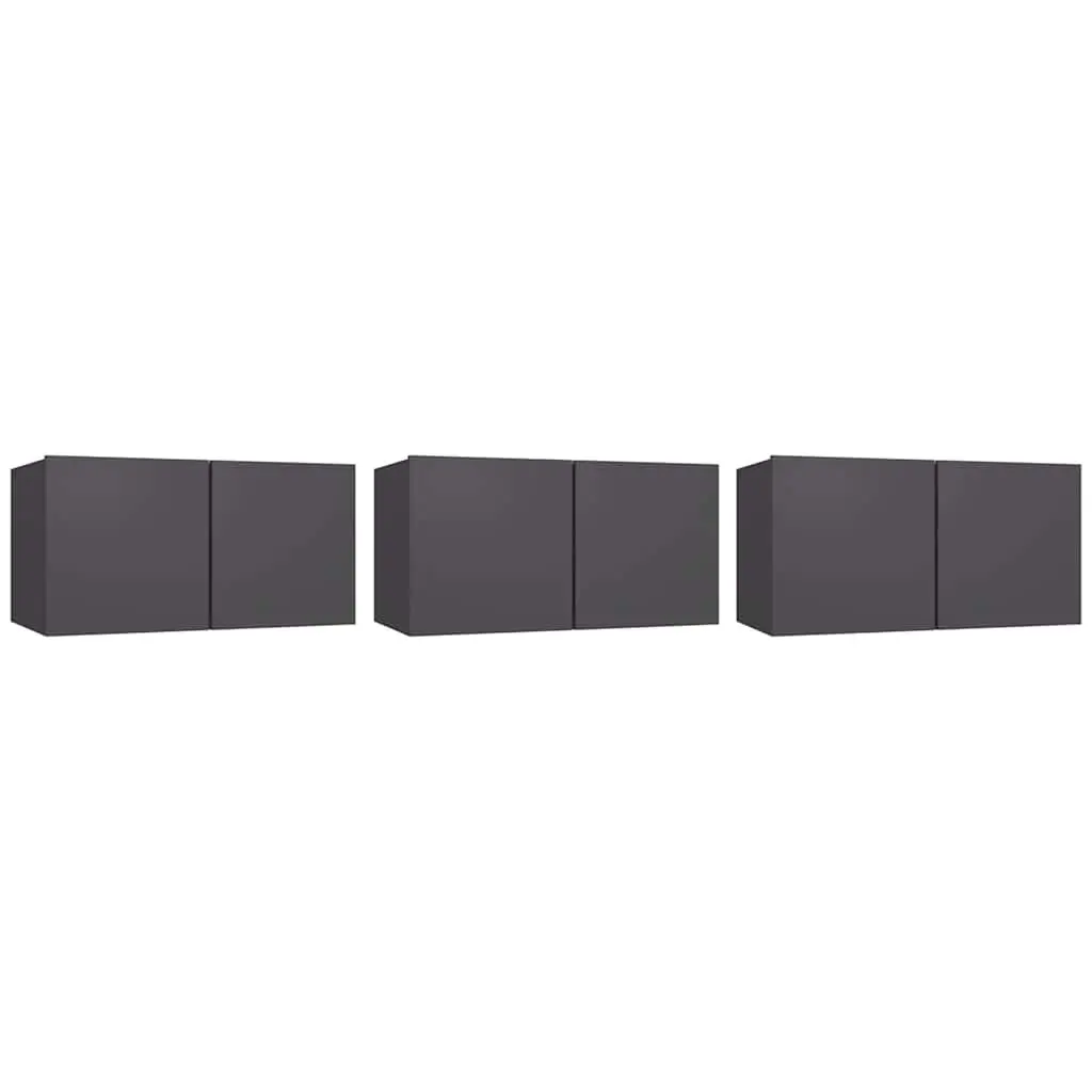 Grey Wall Hanging TV Cabinet Set