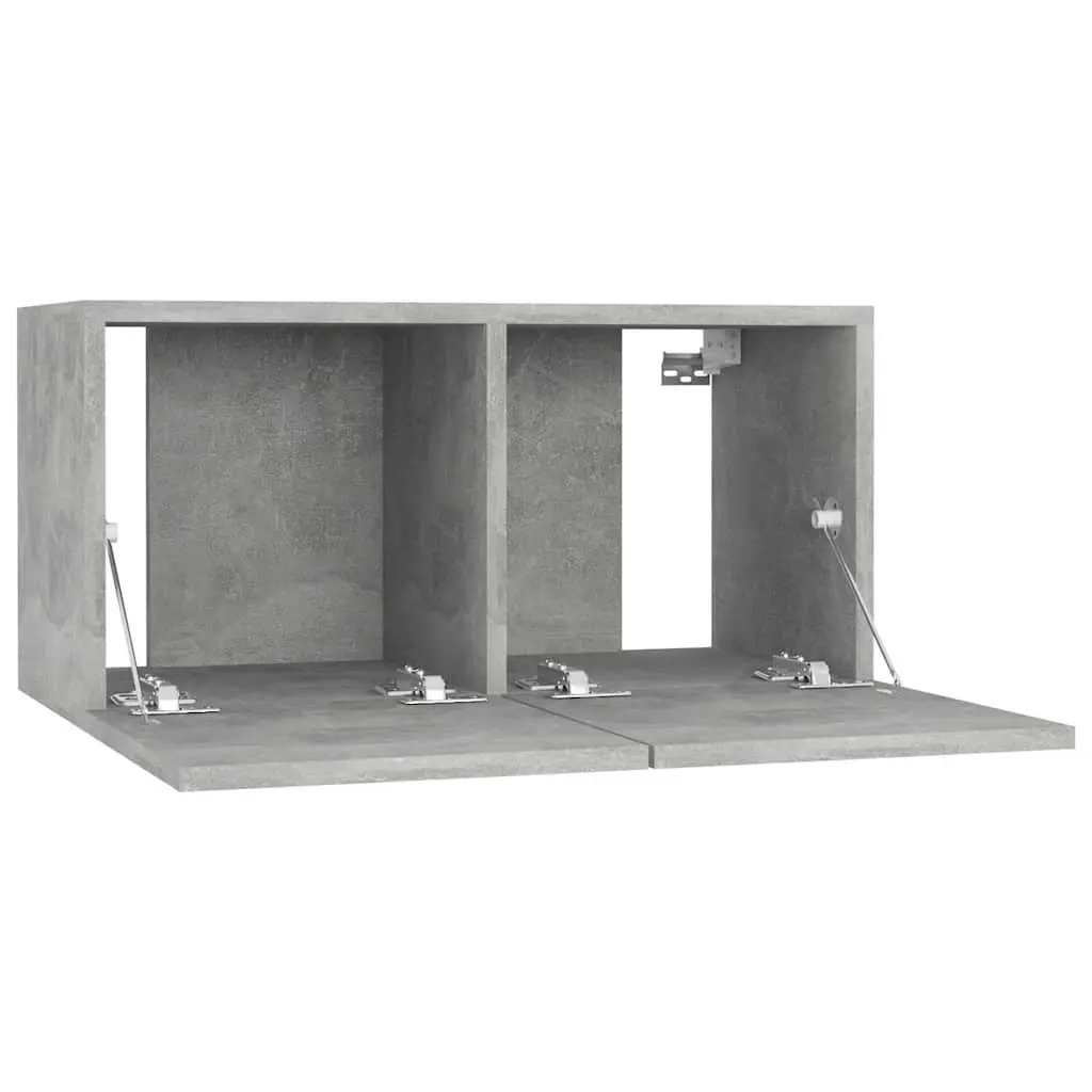 Wall Mounted TV Cabinet Grey Modern Living Room Storage Unit Compartments