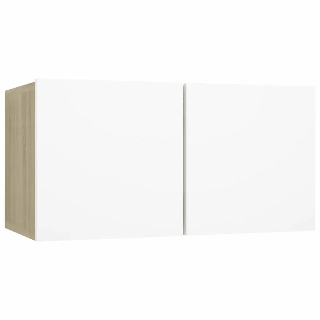 Hanging TV Cabinet Wall Mount Modern Living Room Storage Unit 60 x 30 x 30 cm White Sonoma Oak