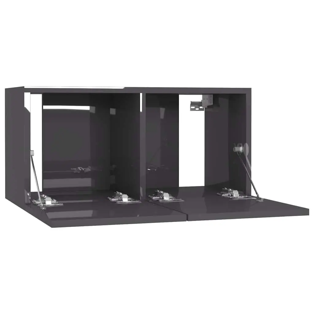 Hanging TV Cabinet Set 3 Pcs Wall Mount Living Room Storage Grey Modern