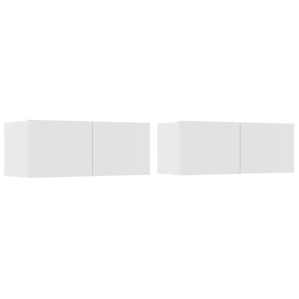 TV Cabinets 2 pcs White Wall-Mounted Storage Units Engineered Wood 80x30x30 cm