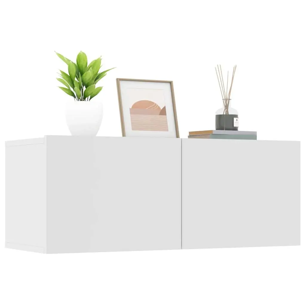 TV Cabinets 2 pcs White Wall-Mounted Storage Units Engineered Wood 80x30x30 cm