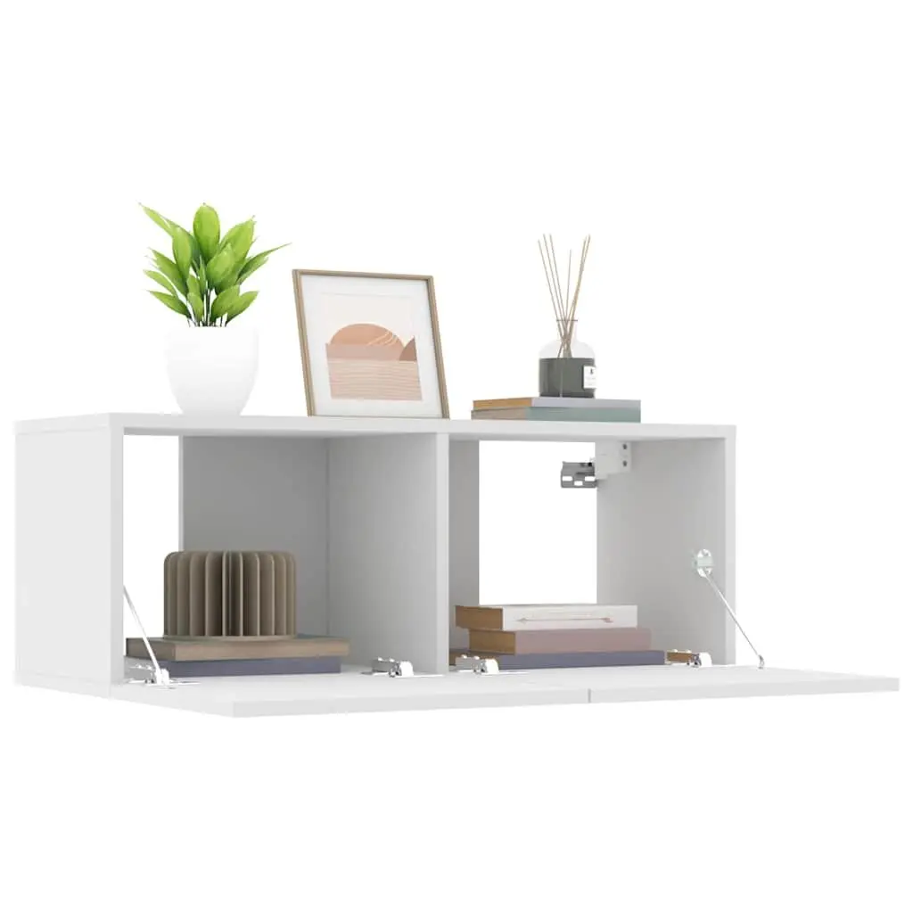 TV Cabinets 2 pcs White Wall-Mounted Storage Units Engineered Wood 80x30x30 cm