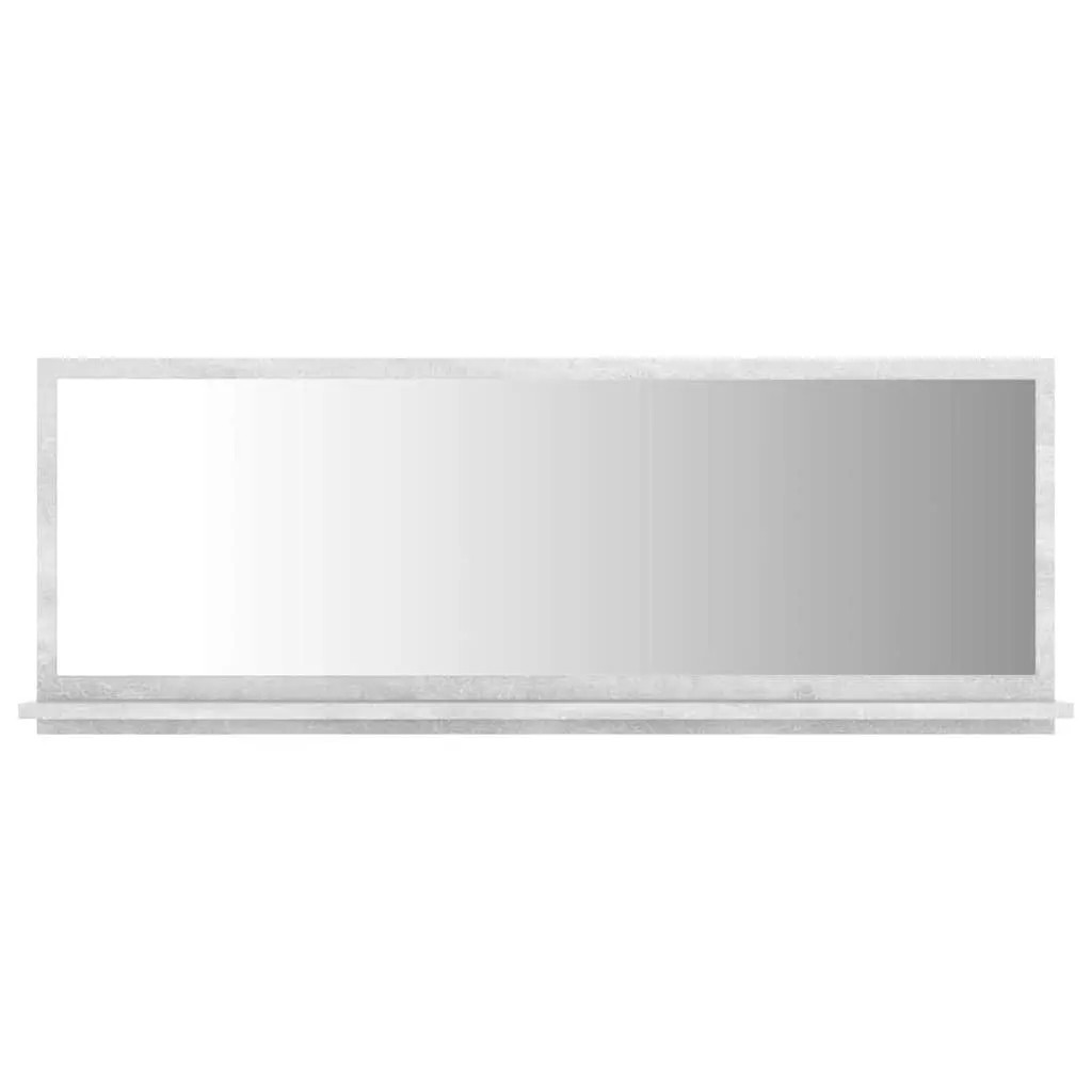 Bathroom Vanity Mirror with Storage Shelf Grey Engineered Wood Wall Mount