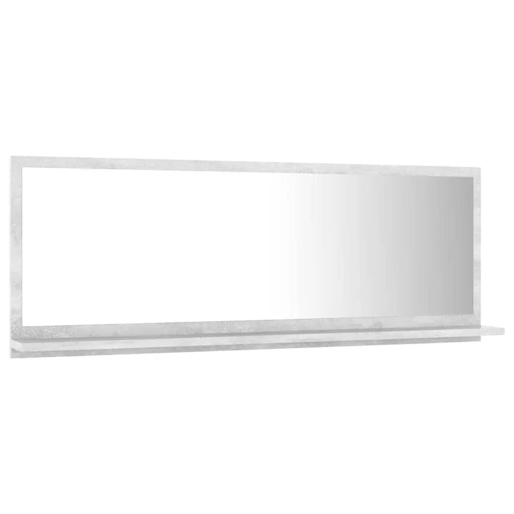 Bathroom Vanity Mirror with Storage Shelf Grey Engineered Wood Wall Mount