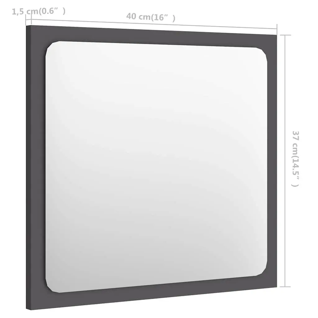 Bathroom Vanity Mirror Wall Mounted Storage Cabinet Engineered Wood Grey 40cm