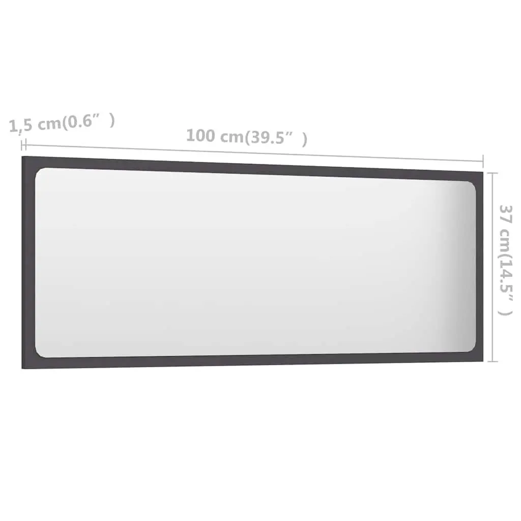 Bathroom Vanity Mirror Storage Cabinet 100cm Grey