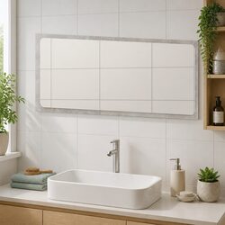 Grey Engineered Wood Bathroom Mirror - 100 x 1.5 x 37 cm