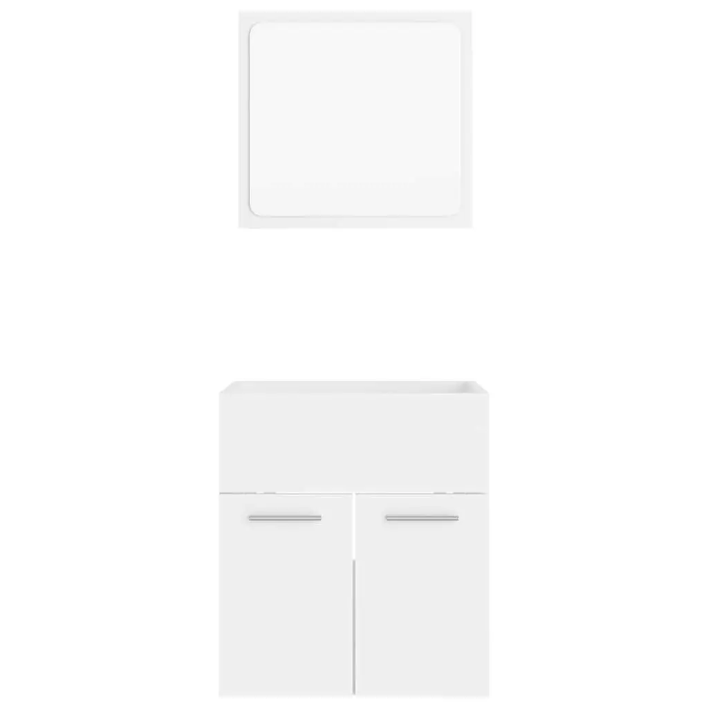 White Engineered Wood Bathroom Storage Set 2 Piece Mirror Cabinet