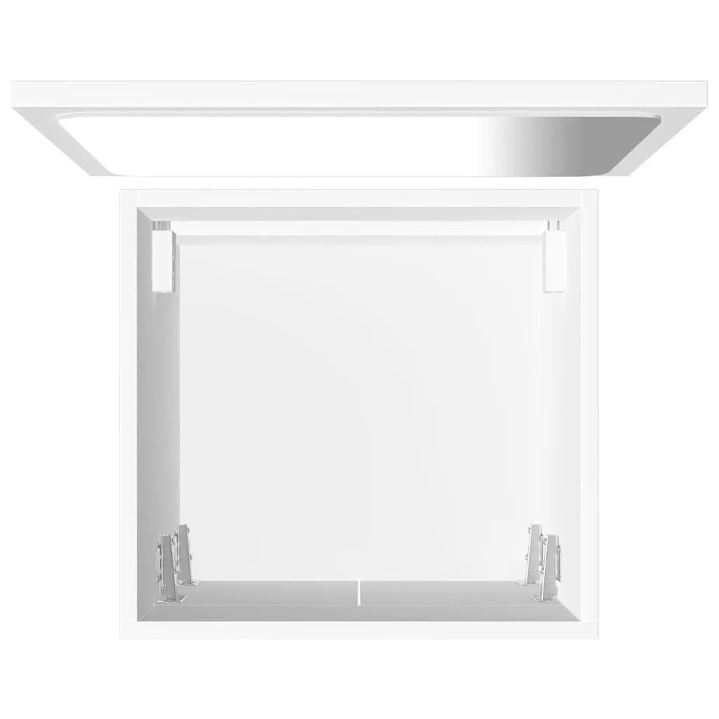 White Engineered Wood Bathroom Storage Set 2 Piece Mirror Cabinet