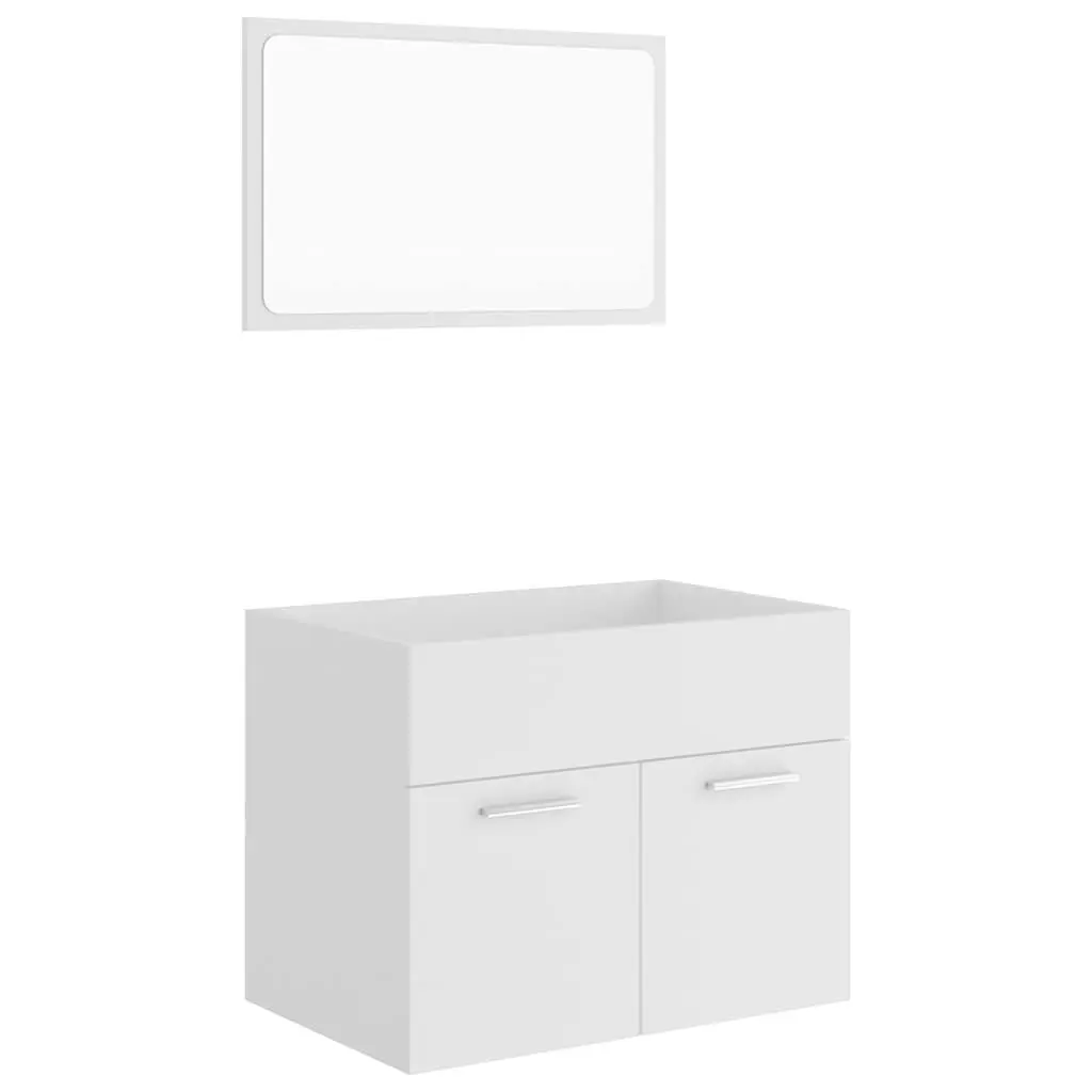 2-Piece White Engineered Wood Bathroom Set