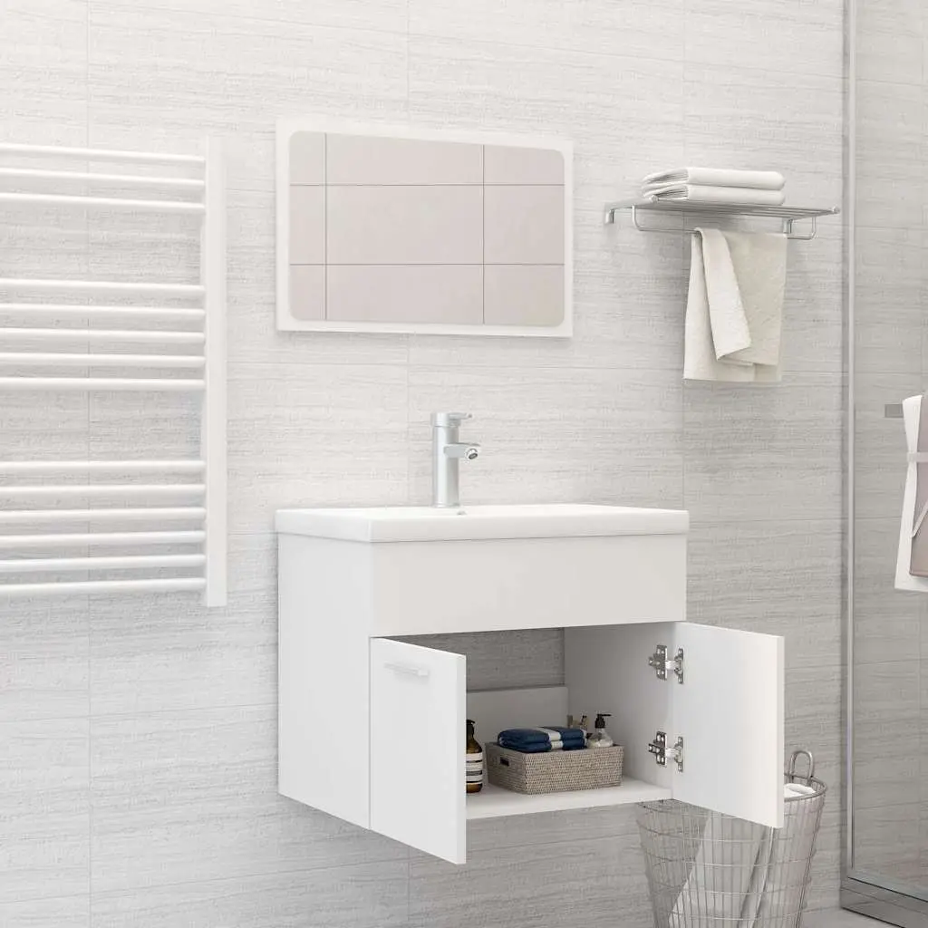 2-Piece White Engineered Wood Bathroom Set