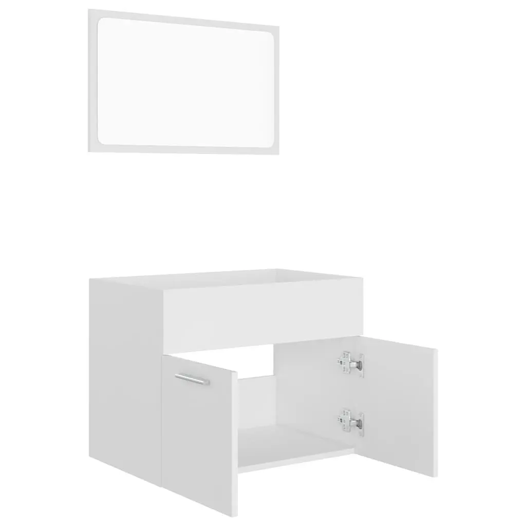 2-Piece White Engineered Wood Bathroom Set