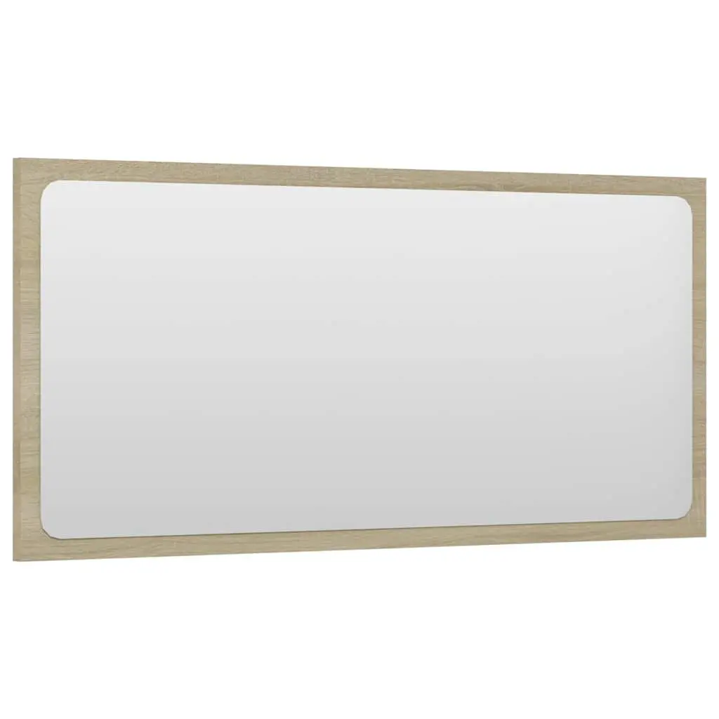 2 Piece Bathroom Cabinet Set with Mirror for Storage Engineered Wood White Sonoma Oak