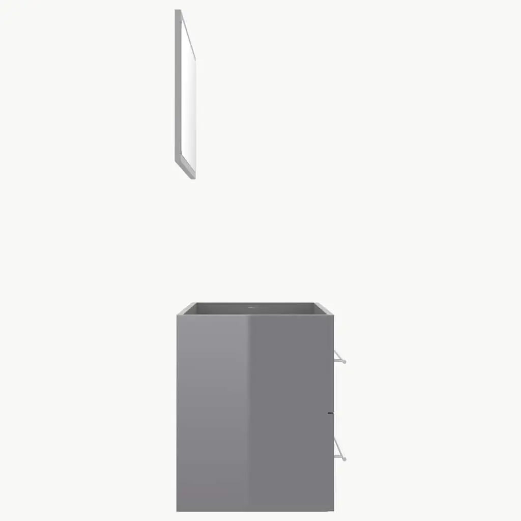 Bathroom Furniture Set Grey High Gloss 2 Piece for Storage and Organization