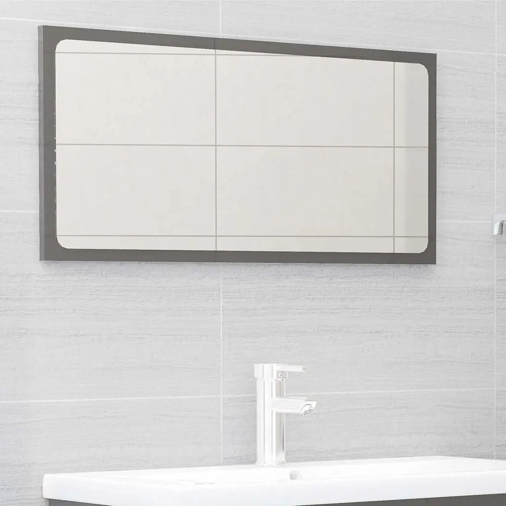 Bathroom Furniture Set Grey High Gloss 2 Piece for Storage and Organization