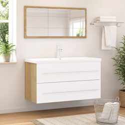 Bathroom Furniture Set: 2-Piece White & Sonoma Oak Specs