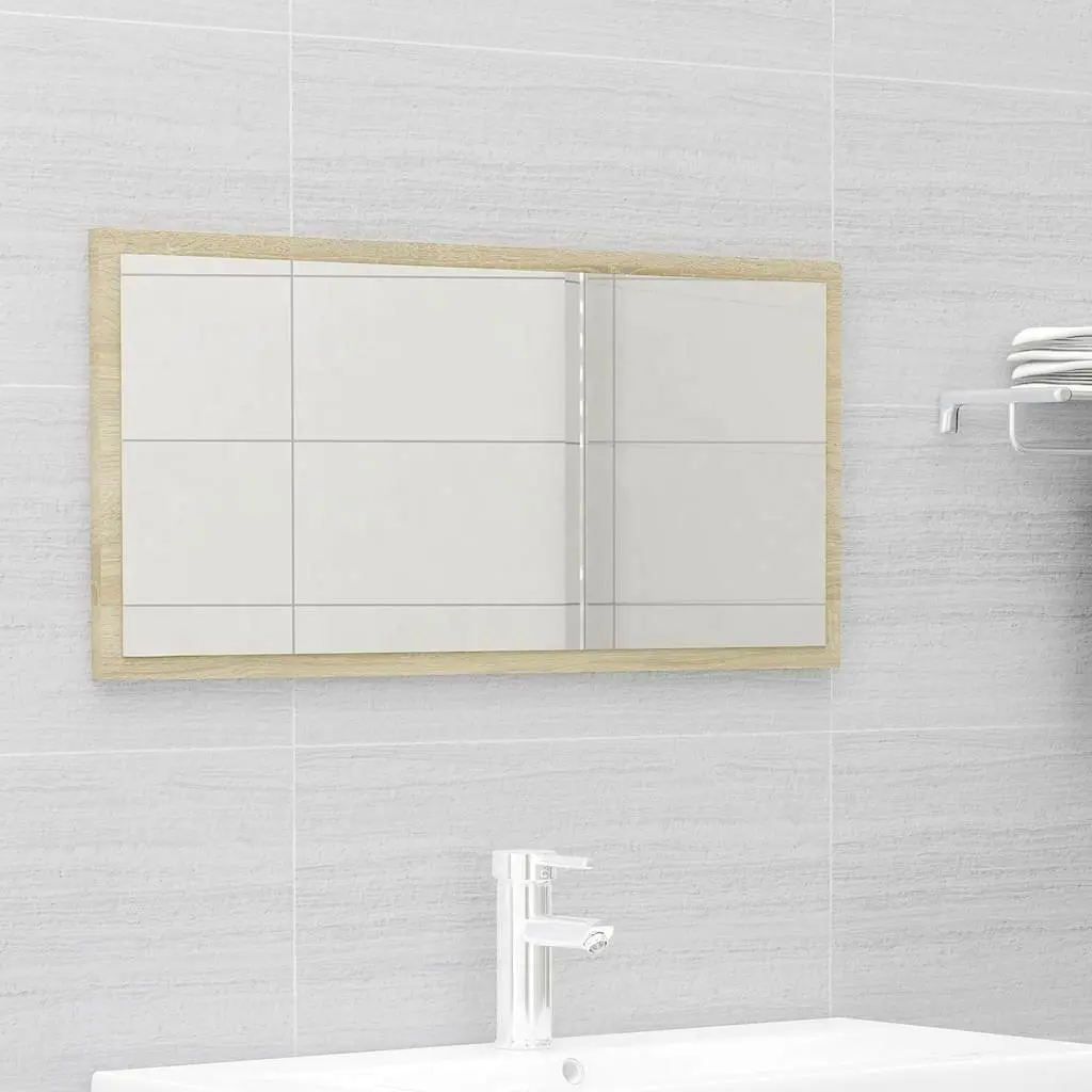Bathroom Furniture Set 2 Piece White Sonoma Oak Mirror Cabinet
