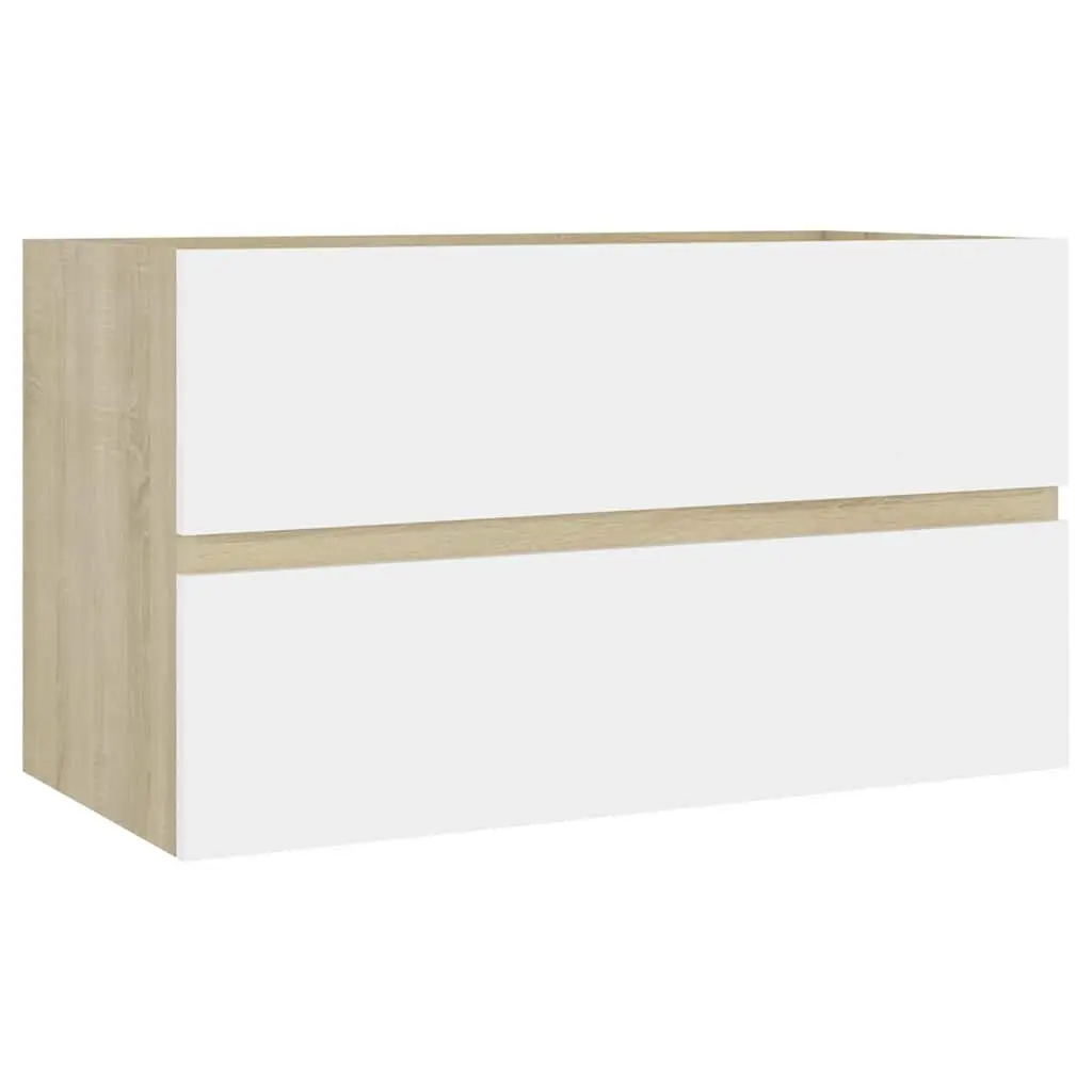 Bathroom Furniture Set 2 Piece White Sonoma Oak Mirror Cabinet