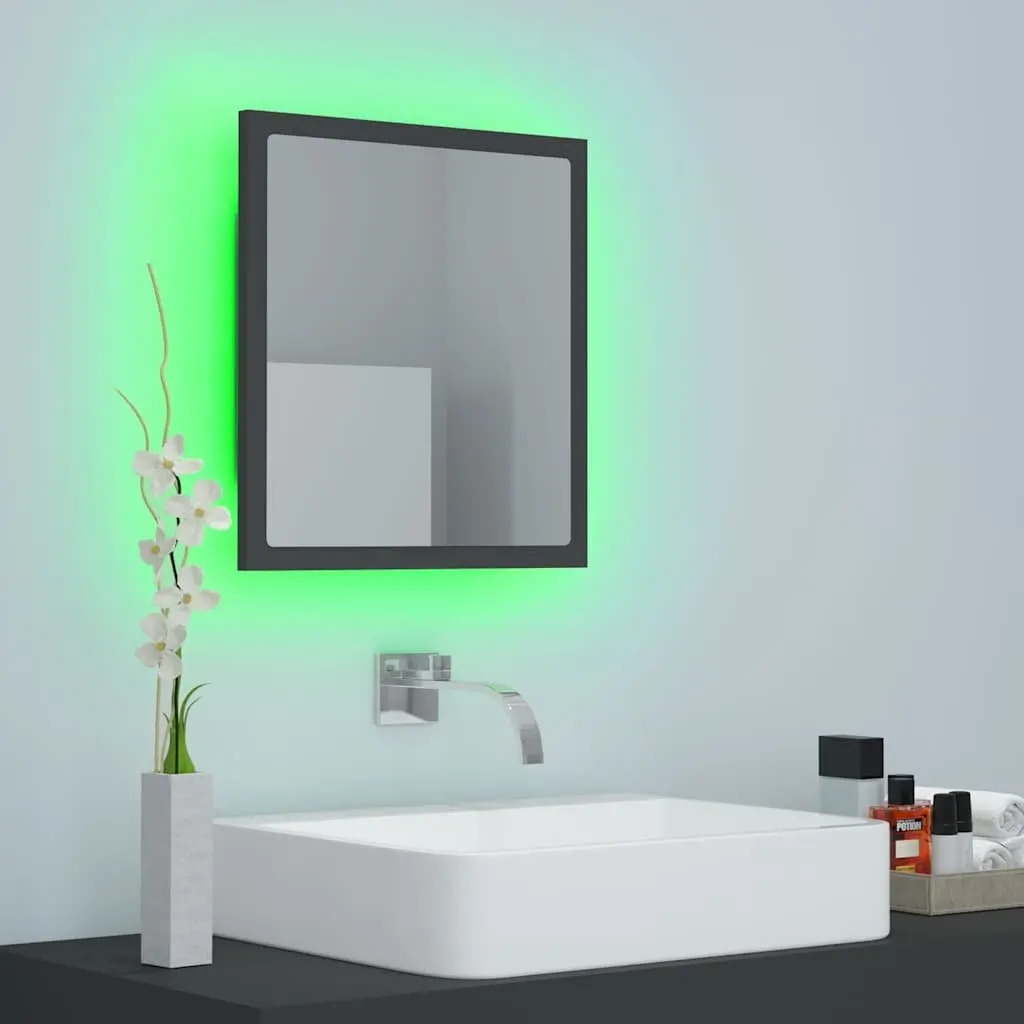 LED Bathroom Mirror Wall Mount 40x8.5x37 cm Grey with RGB Light