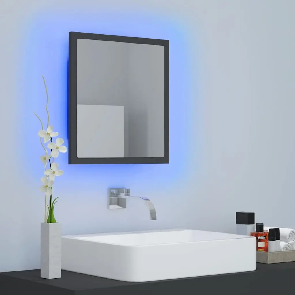 LED Bathroom Mirror Wall Mount 40x8.5x37 cm Grey with RGB Light