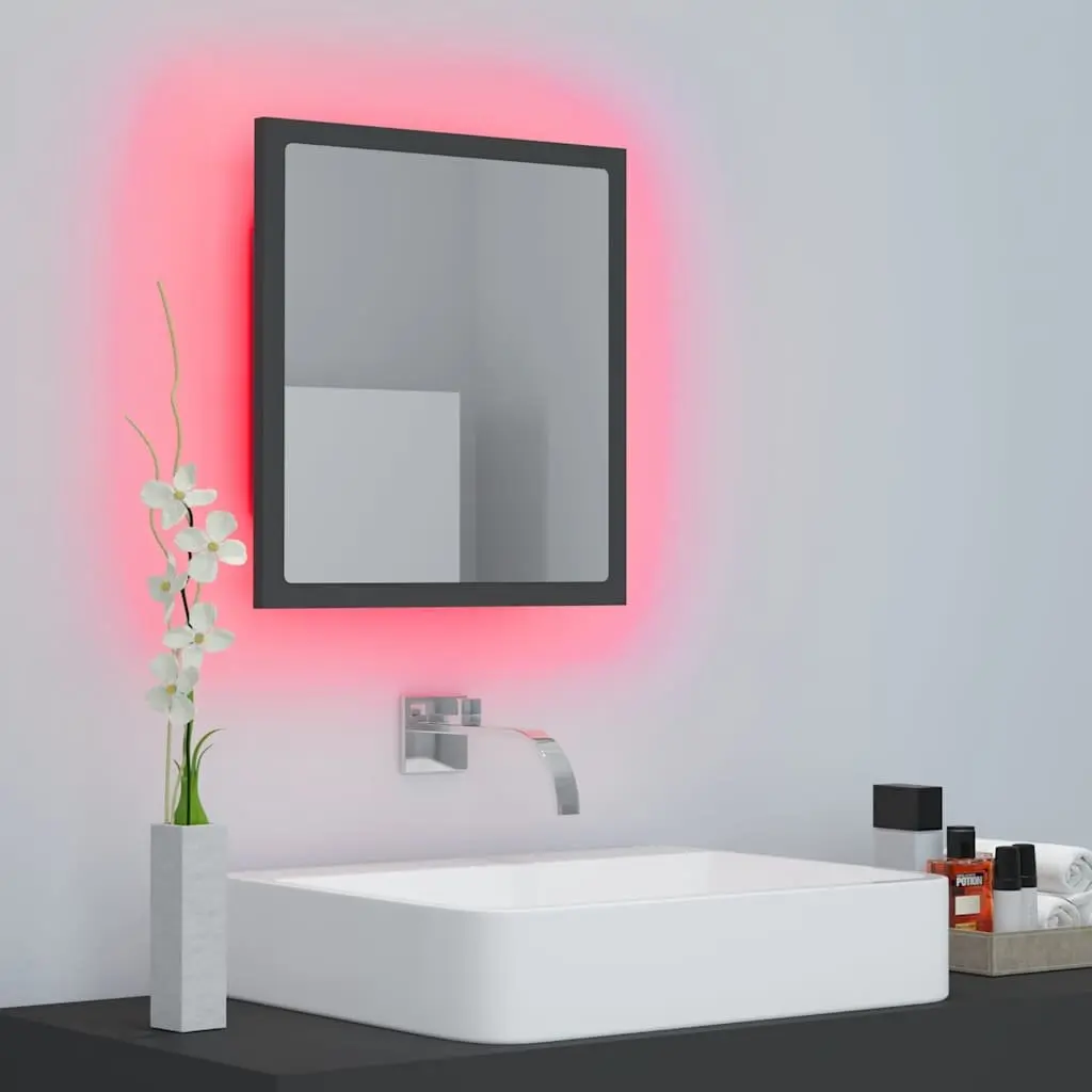 LED Bathroom Mirror Wall Mount 40x8.5x37 cm Grey with RGB Light