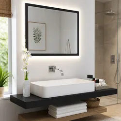 Black LED Bathroom Mirror Specifications 60x8.5x37 cm