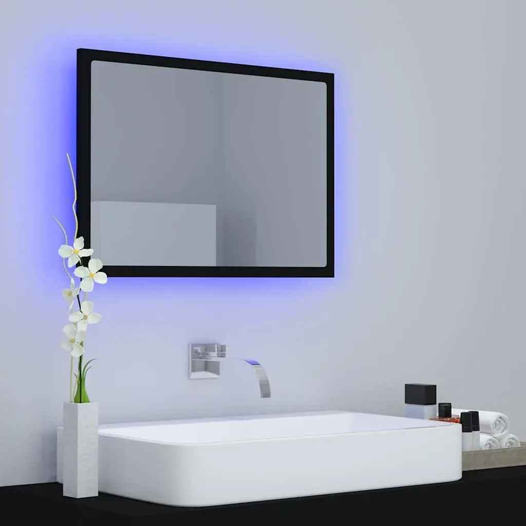 LED Bathroom Mirror Black 60x8.5x37 cm Wall Mount
