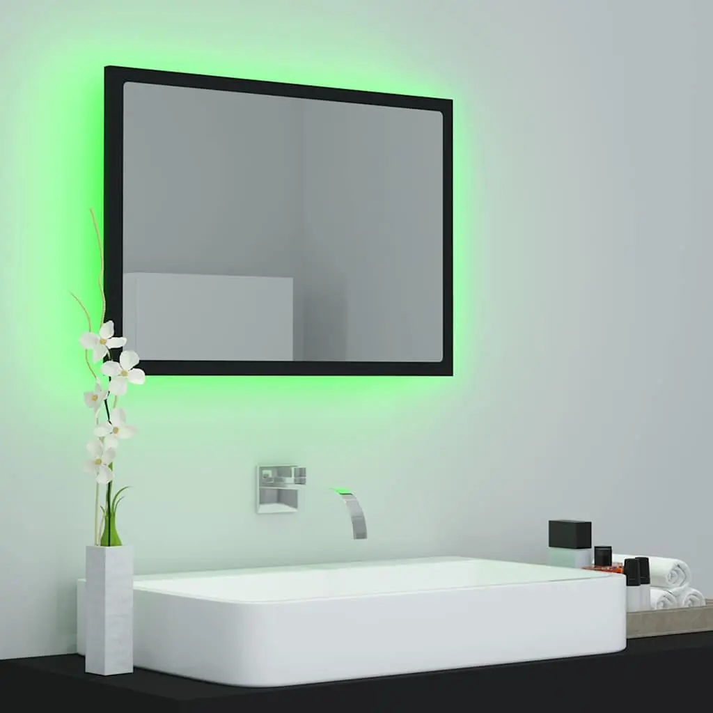 LED Bathroom Mirror Black 60x8.5x37 cm Wall Mount
