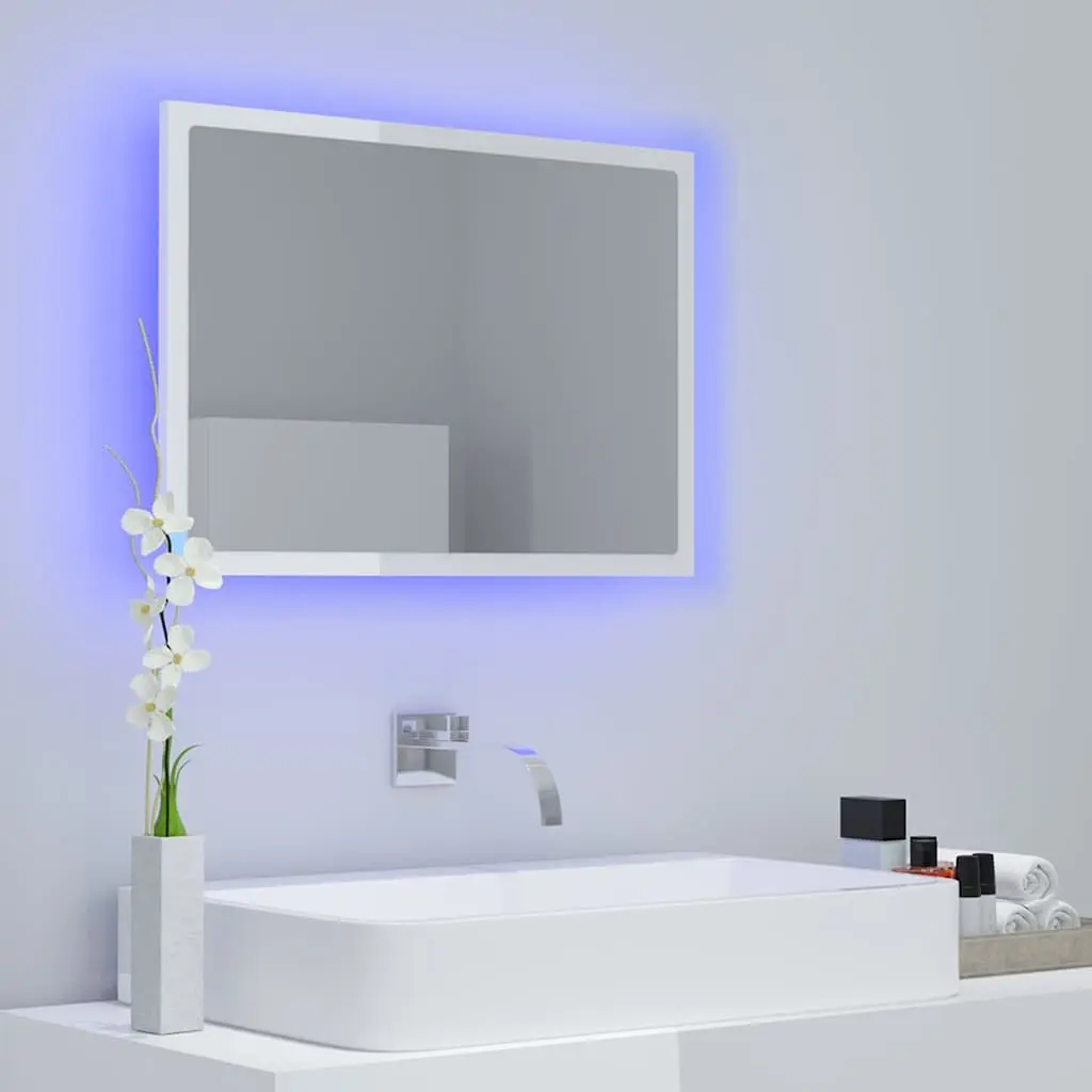 LED Bathroom Mirror Wall Mount 60x8.5x37cm RGB Light Acrylic