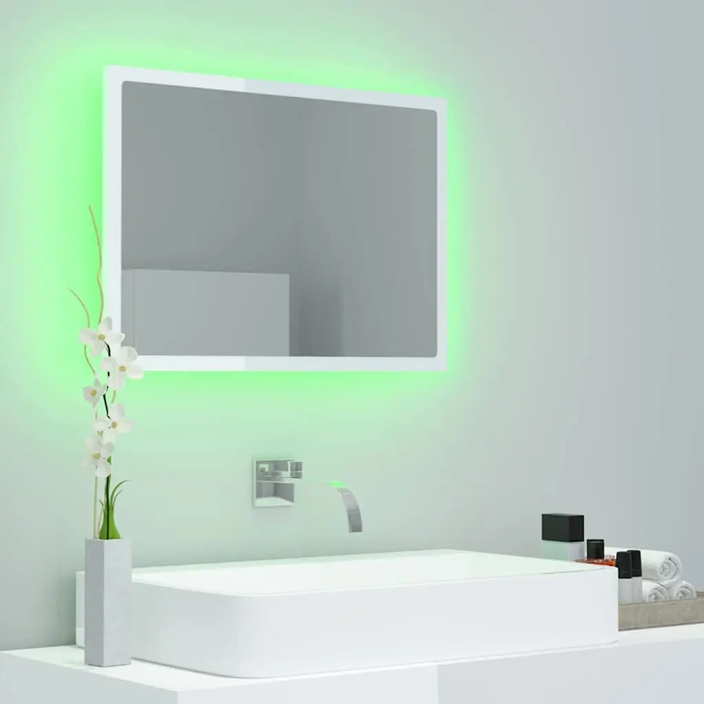 LED Bathroom Mirror Wall Mount 60x8.5x37cm RGB Light Acrylic