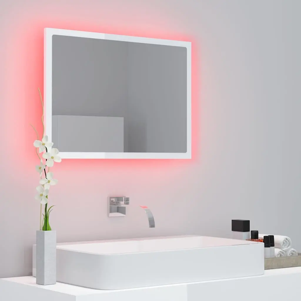 LED Bathroom Mirror Wall Mount 60x8.5x37cm RGB Light Acrylic