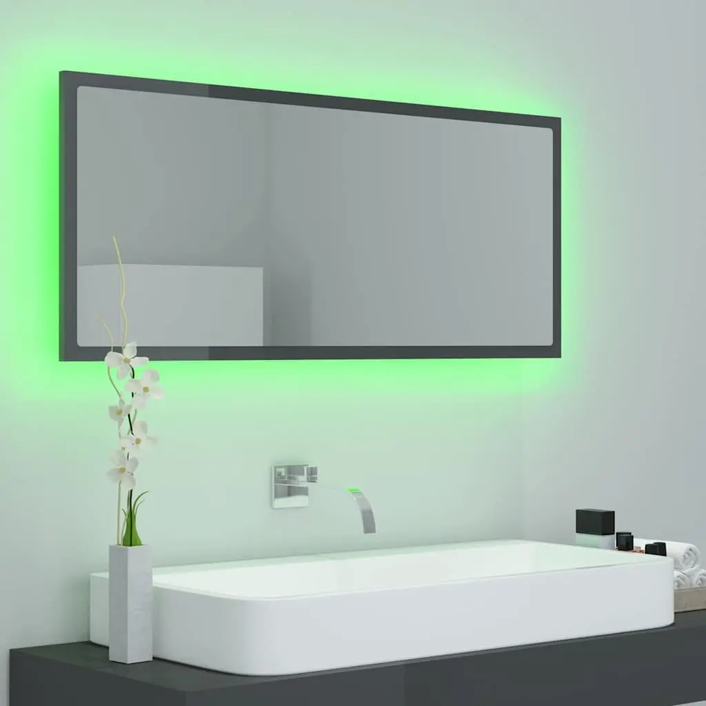 LED Bathroom Mirror Grey 100x8.5x37 cm
